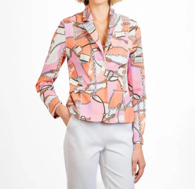 Printed Knit Pique Blazer In Cantaloupe