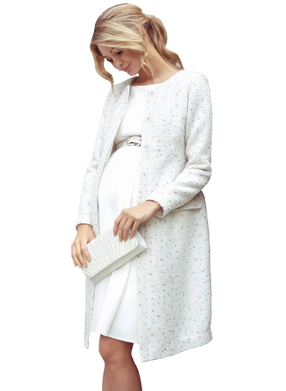 Verity Maternity Coat - Ivory Ice Bouclé