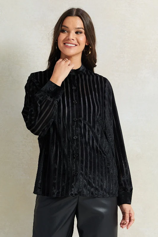 Women Black Velour Blouse