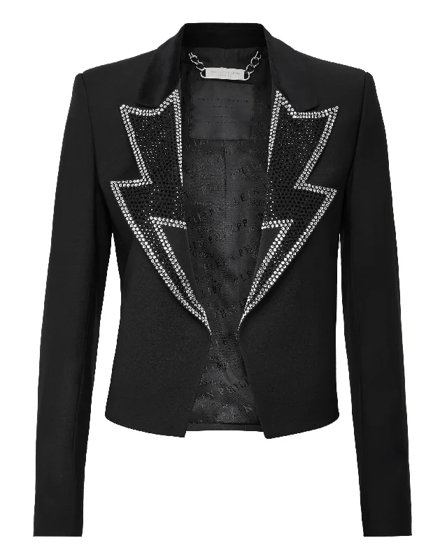 Crop Blazer with Crystals