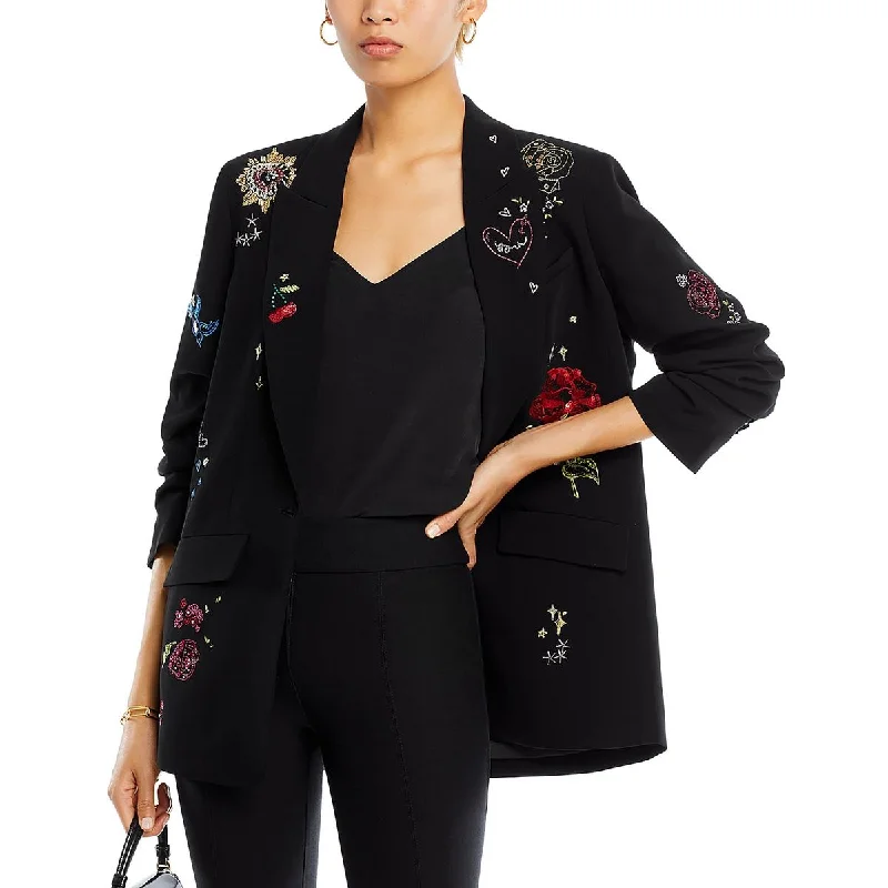 Daydream Doodles Womens Beaded Suit Separate One-Button Blazer