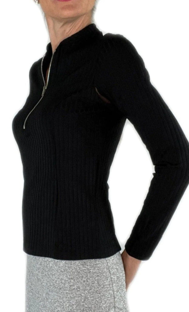 New Amy Sport Katelyn 2.0 Long Sleeved Top - Black Ribbed MSP $135