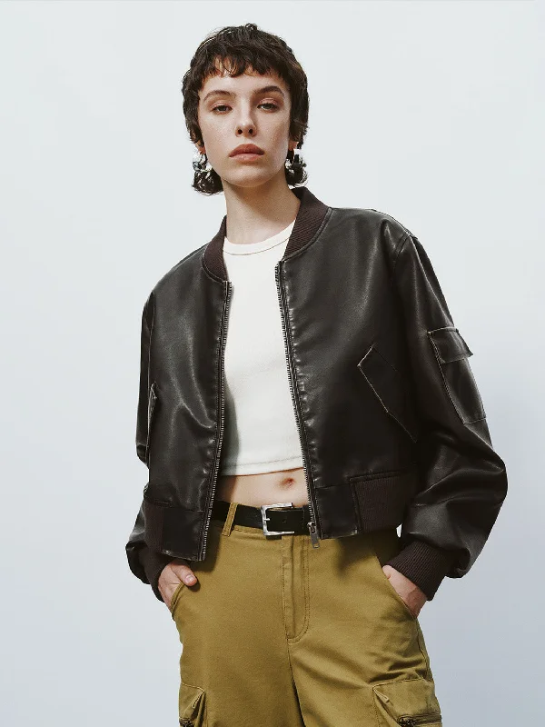 Loose Vegan Leather Jacket