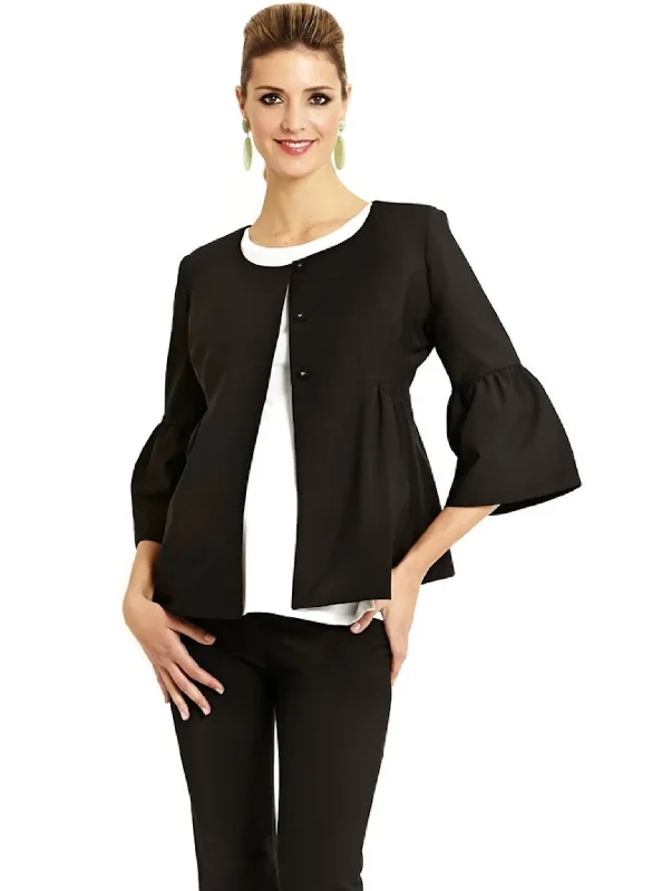 Oslo Ruffle Sleeve Maternity Jacket - Black