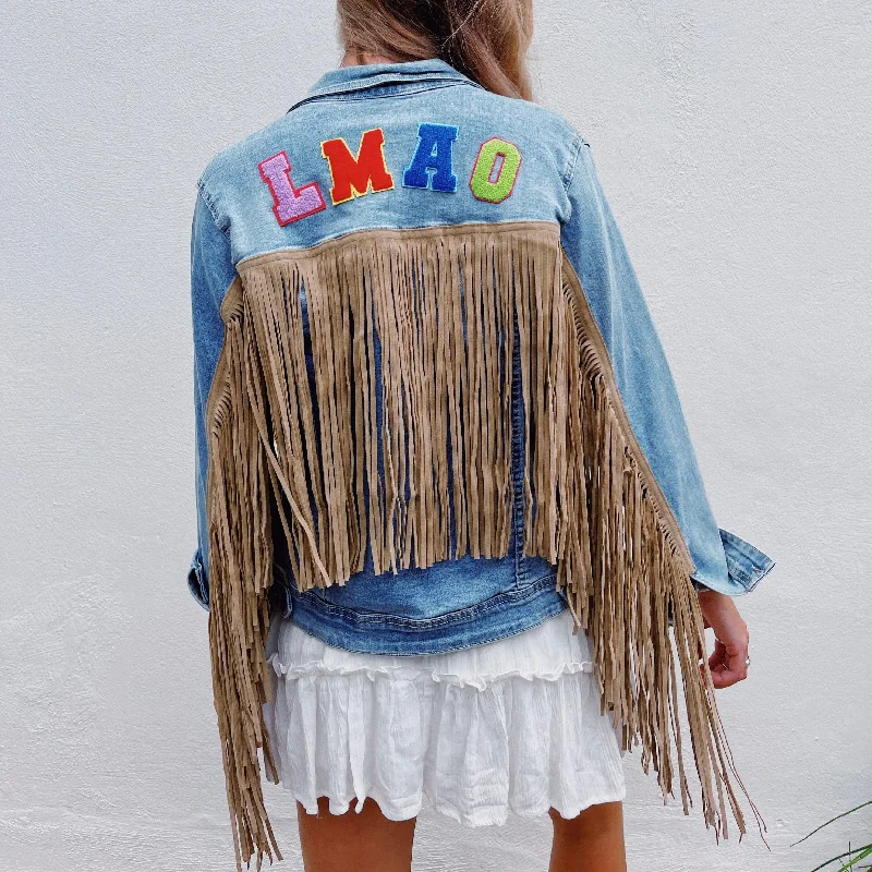 LMAO Denim Fringe Jacket