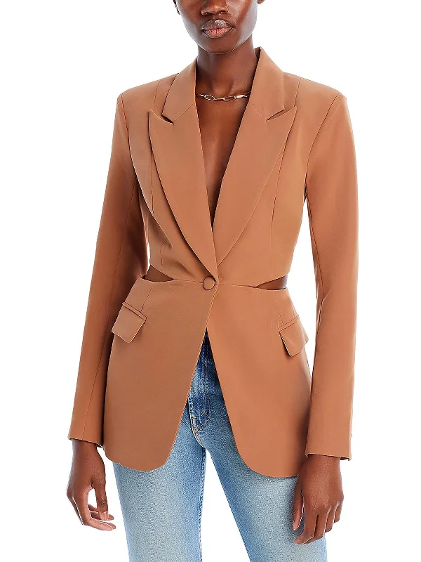 Cassian Womens Cutout Office One-Button Blazer