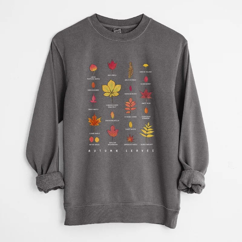 Vibrant Autumn Leaves Chart - Unisex Pigment Dyed Crew Sweatshirt