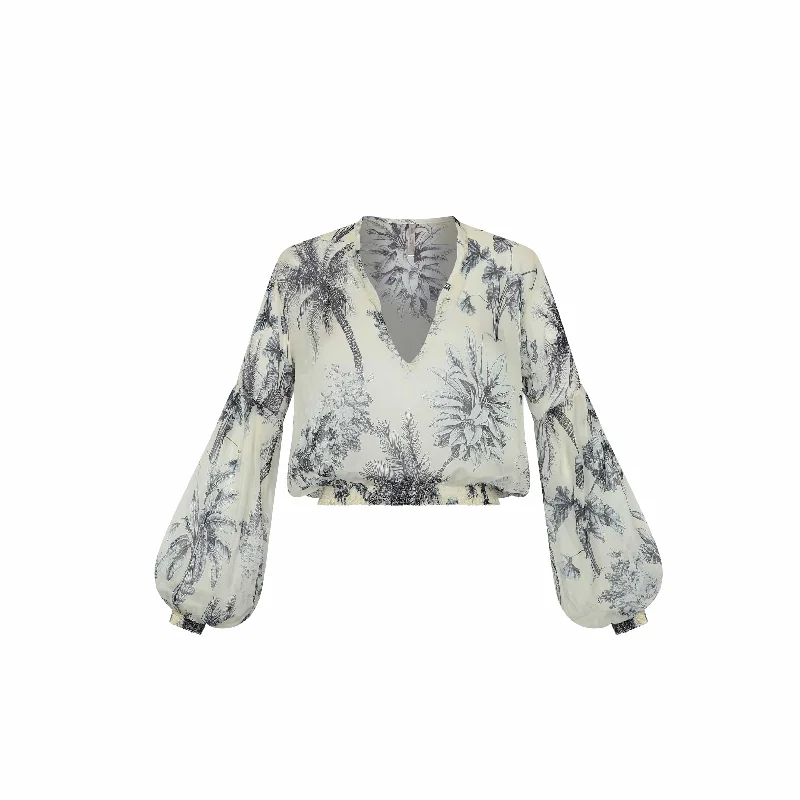 BLOUSE 100% SILK CHIFFON GRASSE BLEUE 432