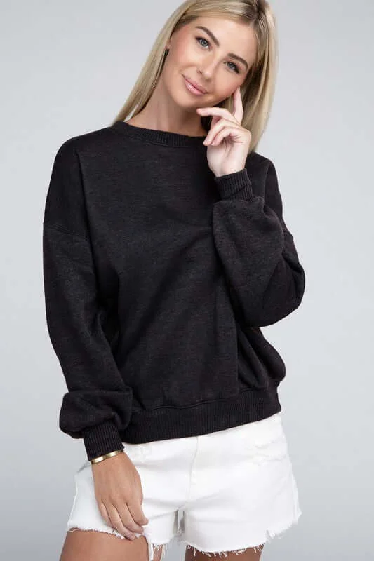 Acid Wash Fleece Oversized Pullover Sweatshirt