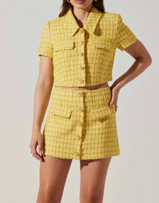 Mavey Tweed Jacket In Yellow