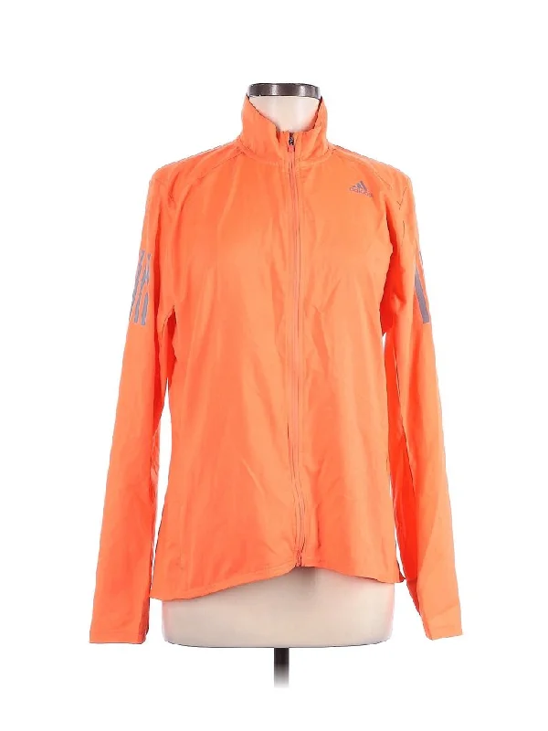 Women's Adidas Running Orange Full-Zip Windbreaker Size M