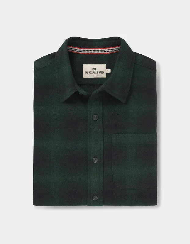 Louis Heavyweight Flannel Overshirt in Evergreen Plaid