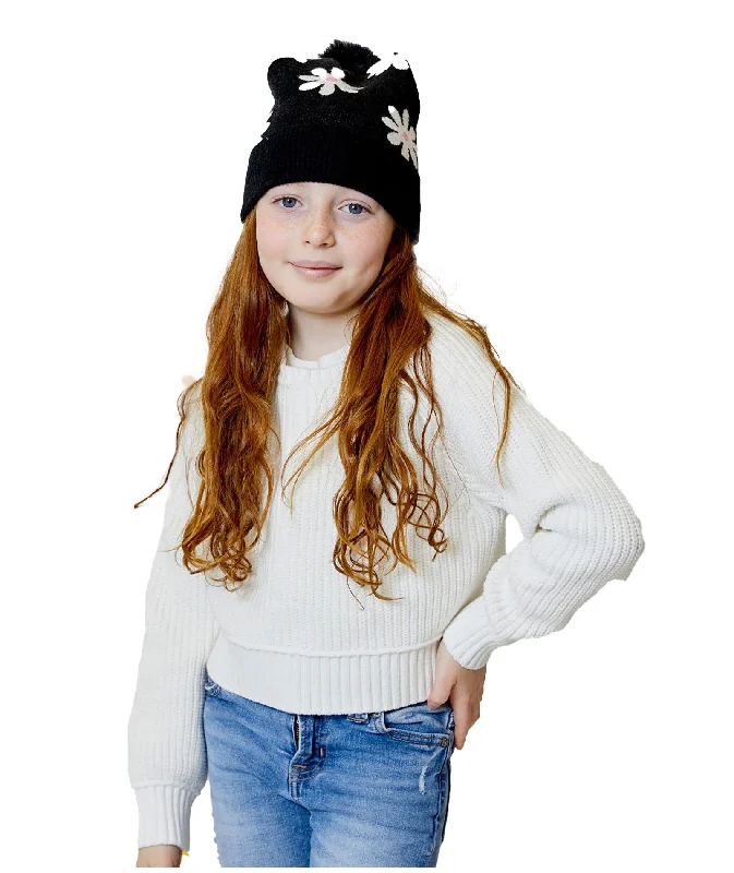 Design History Girls Beanie Black Combo