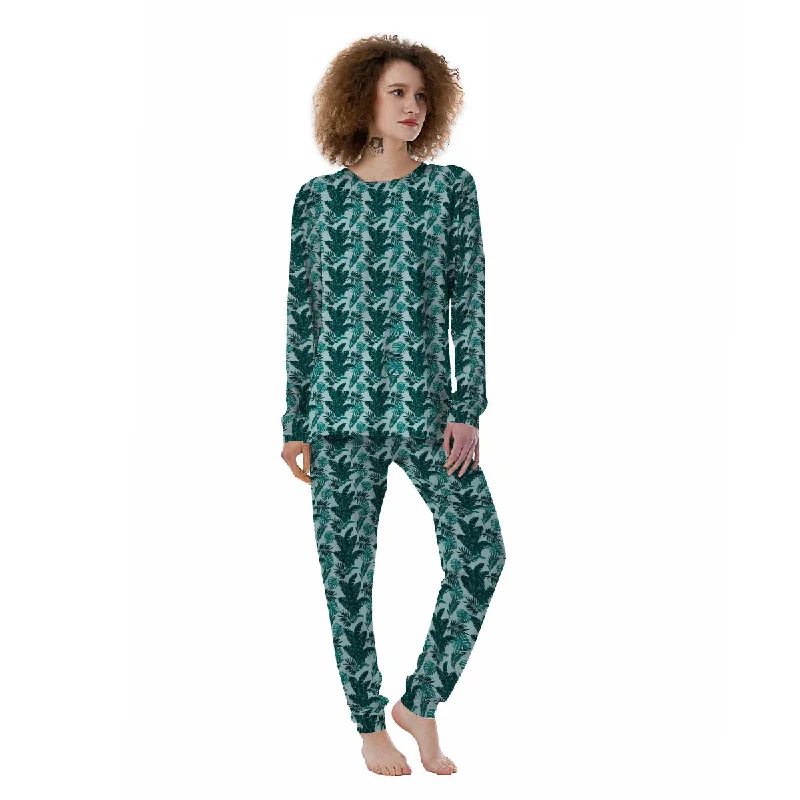 Fresh Leaf Tropical Print Women's Pajamas