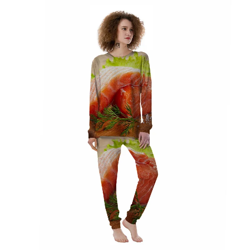 Fresh Salmon Print Women's Pajamas