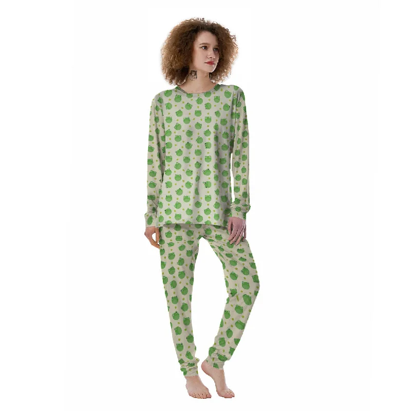 Frog Faces Print Pattern Women's Pajamas