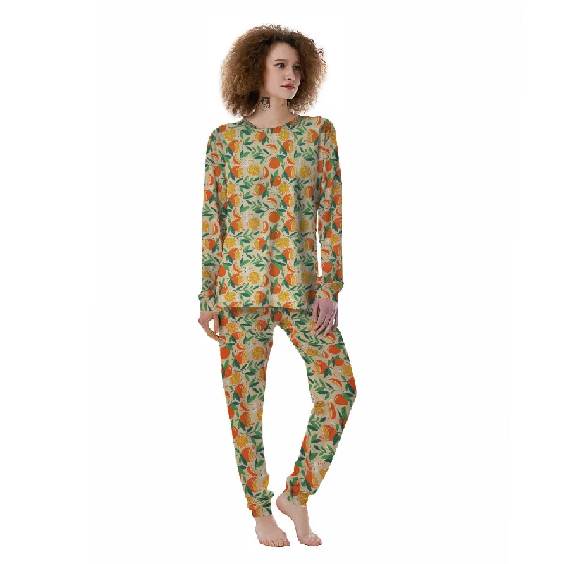 Fruit Cute Orange Print Pattern Women's Pajamas