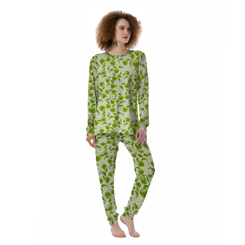 Fruit Green Apple Print Pattern Women's Pajamas