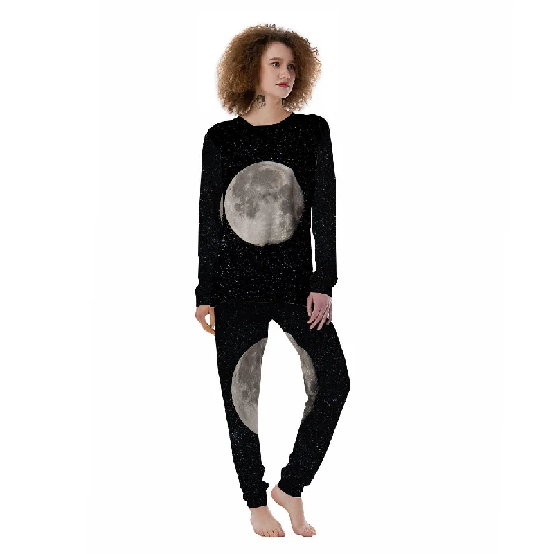 Full Moon Print Women's Pajamas