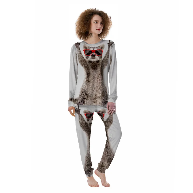 Funny Raccoon Print Women's Pajamas