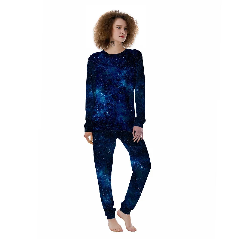 Galaxy Space Dark Blue Print Women's Pajamas