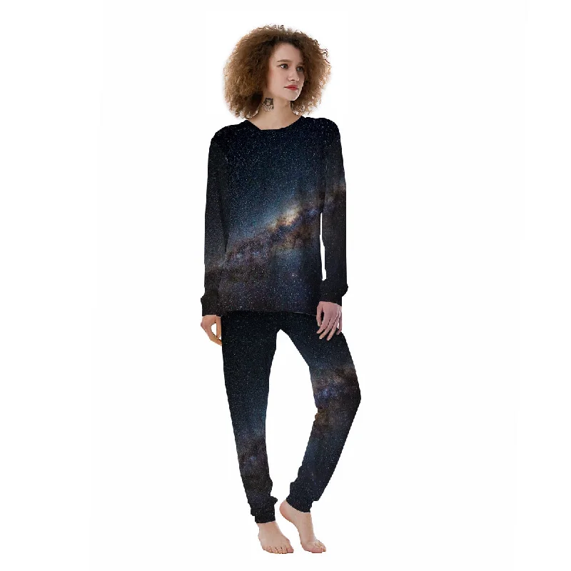 Galaxy Space Dark Milky Way Print Women's Pajamas