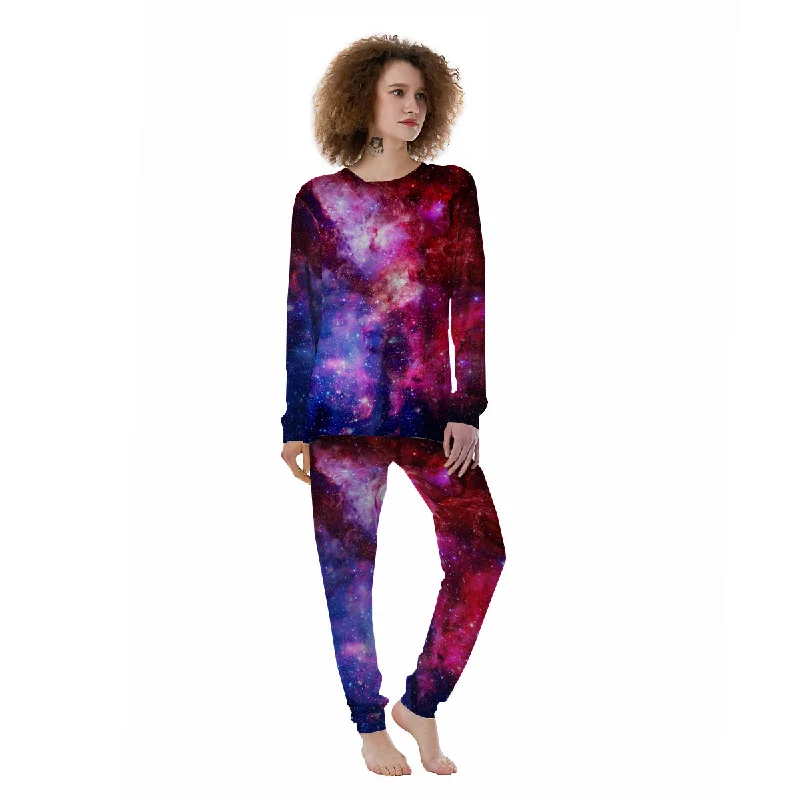 Galaxy Space Dark Purple Cosmos Print Women's Pajamas