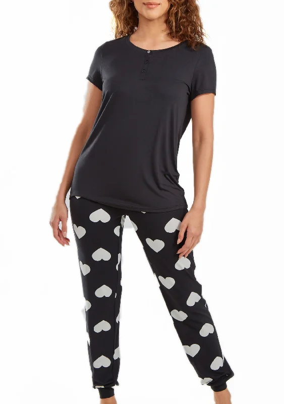 Kindred Heart 2pc Ultra Soft Tee and Jogging Pant Pj Set in Comfy Cozy Style