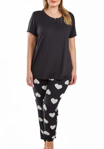 Kindred Heart Plus Size 2pc Ultra Soft Tee and Jogging Pant Pj Set in Comfy Cozy Style