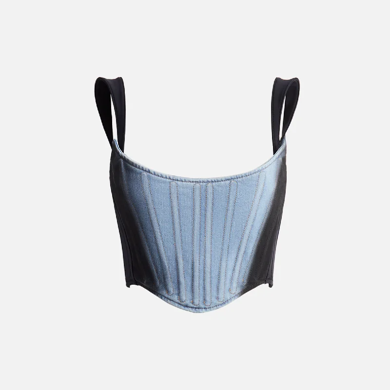 Mugler Corset Top - Spray Blue Denim