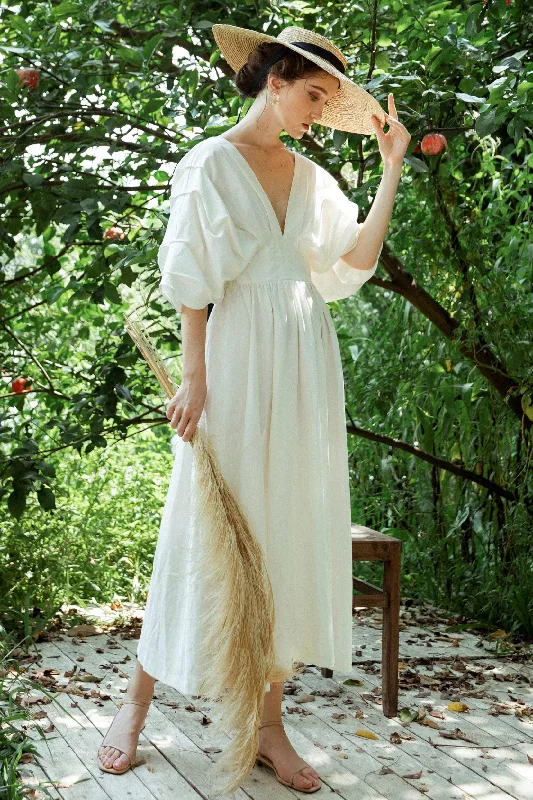 A-Line Ankle Length Linen Wedding Dress CW3166