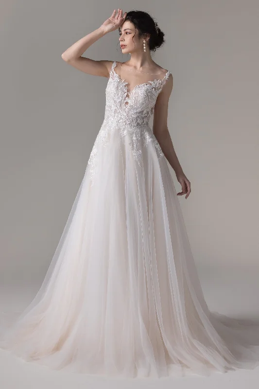 A-Line Court Train Lace Tulle Wedding Dress CW2783