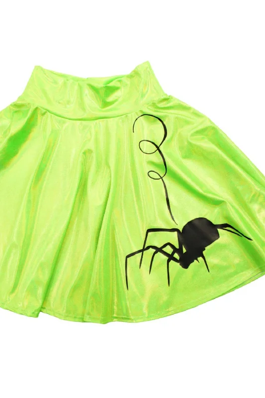 19" Lime Green Holographic Spider Skirt