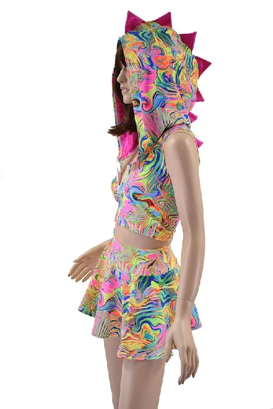 Neon Flux Dragon Crop & Skirt Set