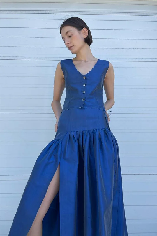 Silk Garden Skirt in Blue