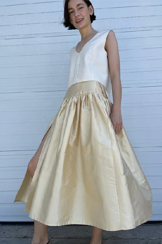 Silk Garden Skirt in Cream