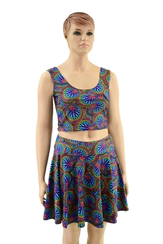 Skater Skirt and Crop Tank Set in Radioactive