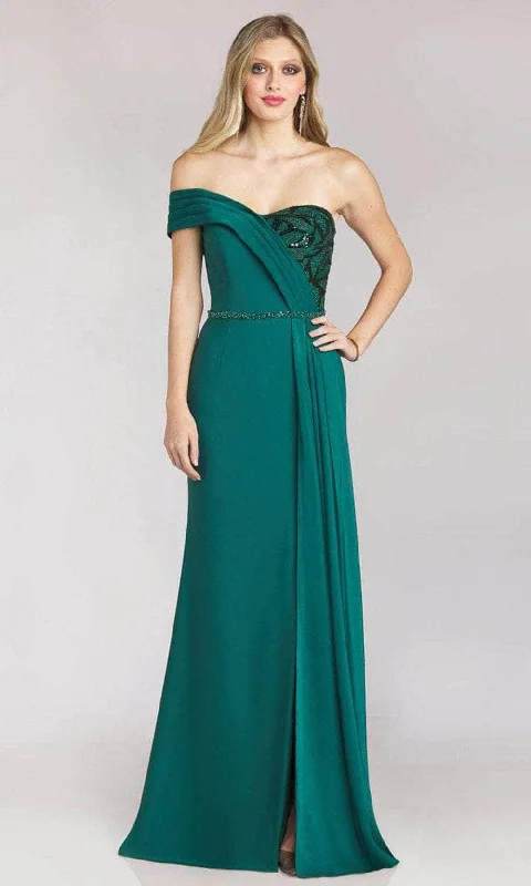 Gia Franco 12216 - Pleated Off Shoulder Evening Gown