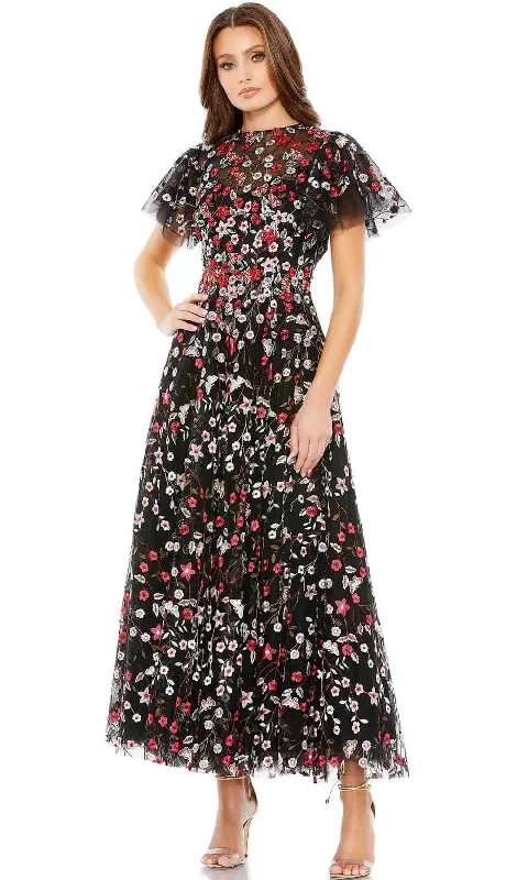 Mac Duggal 20323 - Floral Embroidered Tulle Midi Dress