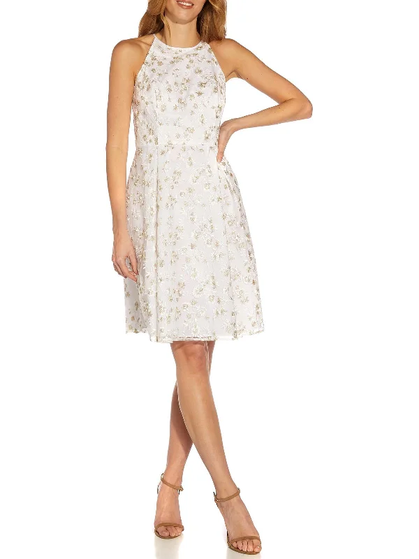 Womens Embroidered Mini Fit & Flare Dress