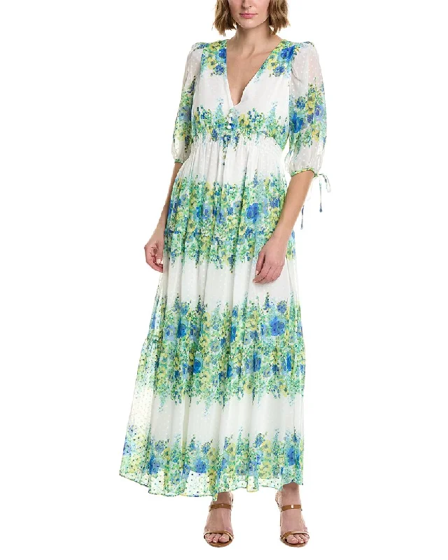 Taylor Printed Swiss Dot Chiffon Maxi Dress