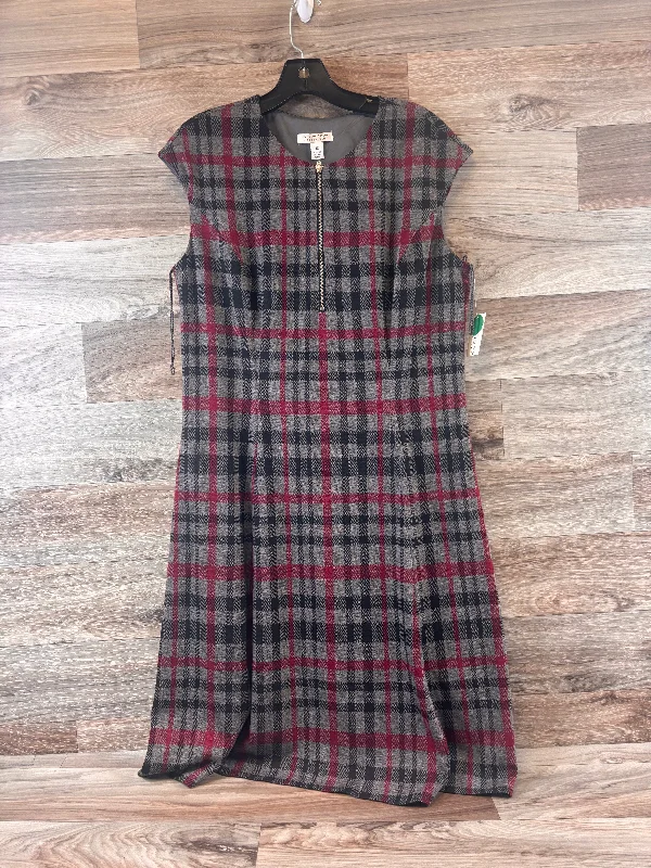 Dress Casual Midi By London Style In Plaid Pattern, Size: L