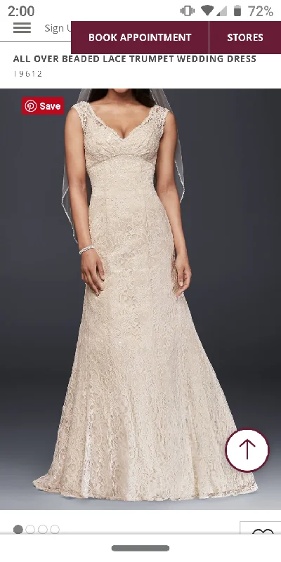 David's Bridal T9612 all over lace trumpet